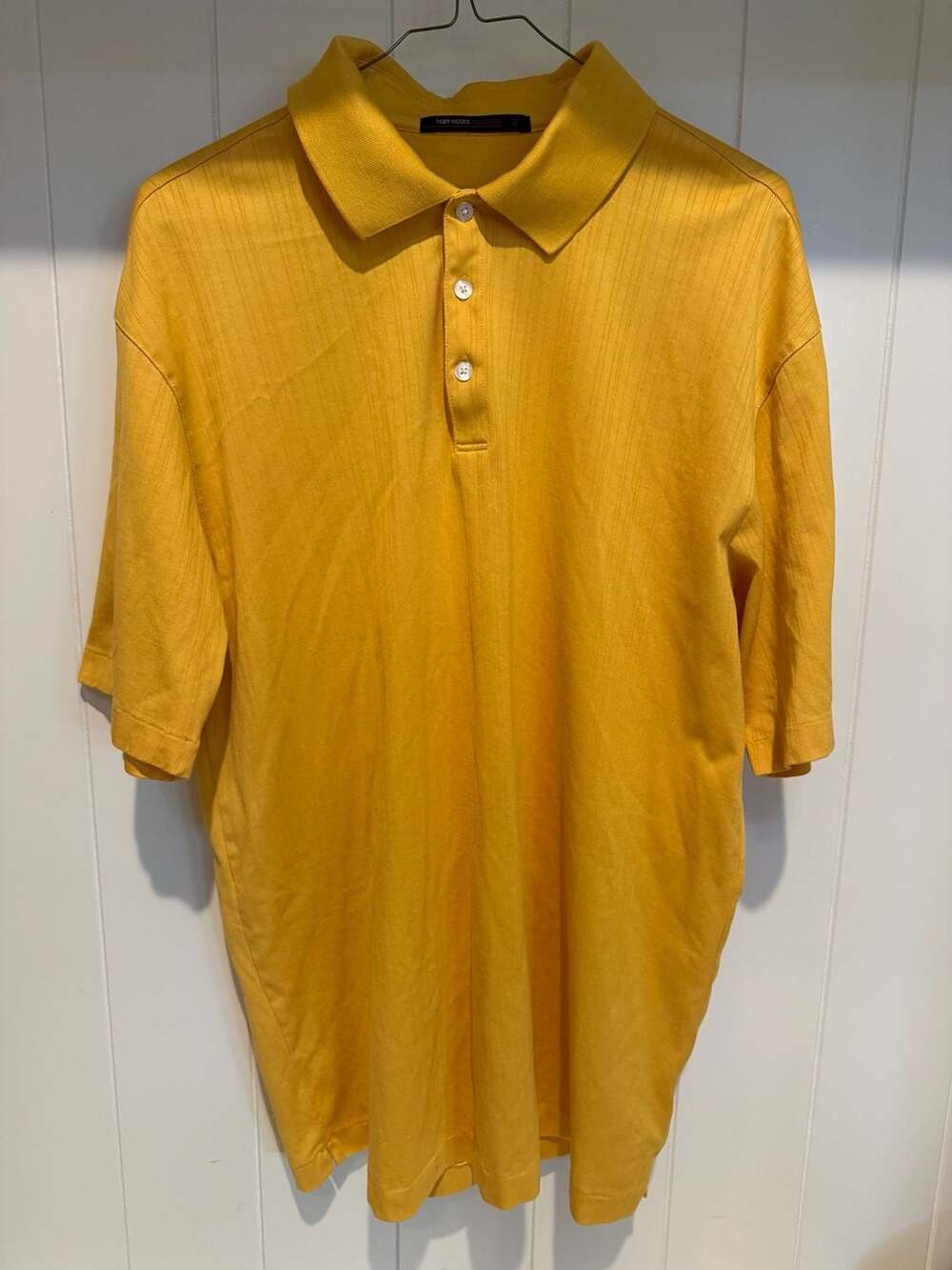 Vintage Tiger Woods Collection Nike FitDry Yellow Ribbed Knit Polo Shirt